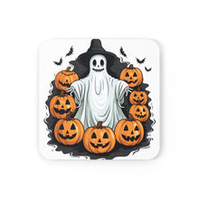 DistinctInk (Set of 4) Corkwood Coasters with Ghost Skeleton Pumpkins PatternDesign for Halloween