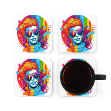 DistinctInk (Set of 4) Corkwood Coasters with Leading with Courage and Grace Design for LGBTQ+ Pride