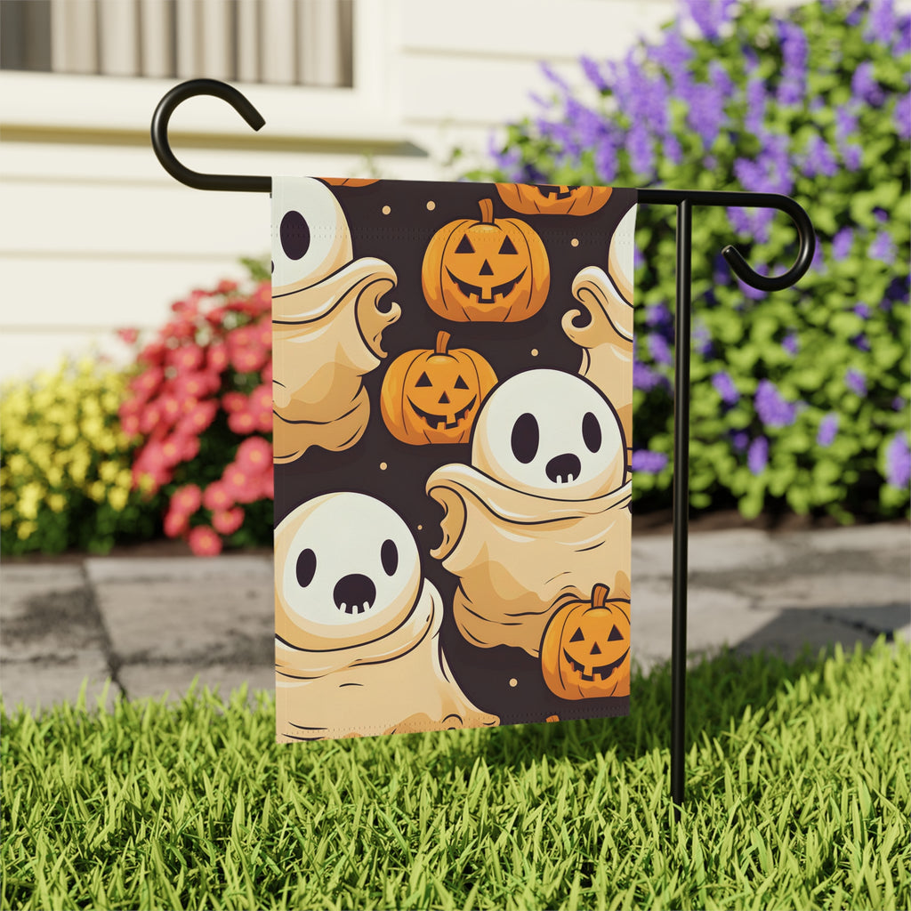 Garden & House Banner / Flag with Ghost Skeleton Pumpkin Pattern Design for Halloween, view 6