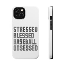 DistinctInk ToughCase for Apple iPhone, Compatible with MagSafe Charging - Stressed Blessed Baseball Obsessed