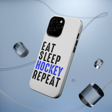 DistinctInk ToughCase for Apple iPhone, Compatible with MagSafe Charging - Eat Sleep Hockey Repeat
