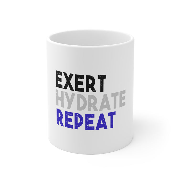DistinctInk Glossy White Coffee / Tea Mug - Exert Hydrate Repeat