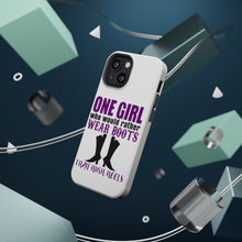 DistinctInk ToughCase for Apple iPhone, Compatible with MagSafe Charging - One Girl Who Would Rather Wear Boots Than Heels