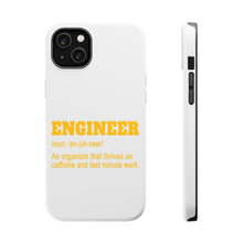 DistinctInk ToughCase for Apple iPhone, Compatible with MagSafe Charging - Engineer Definition - Caffeine and Last Minute