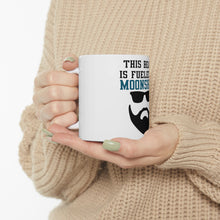 DistinctInk Glossy White Coffee / Tea Mug - This Beard is Fueled by Moonshine