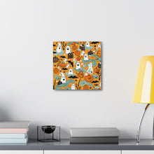 DistinctInk Canvas Wall Art with Flying Pumpkin Bats for Halloween