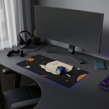 DistinctInk LED Gaming Mouse Pad with Spooky Skeleton Pumpkin Patch Design for Halloween
