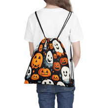 DistinctInk Drawstring Bag Backpack with Spooky Halloween Night Design for Halloween
