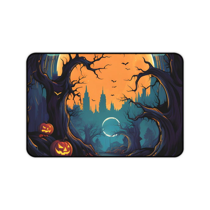 DistinctInk Desk Mat with Haunted Evening Nightmare Design for Halloween