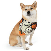 DistinctInk Adjustable Pet Banana Collar with Ghost Skeleton Pumpkin Pattern Design for Halloween