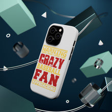 DistinctInk ToughCase for Apple iPhone, Compatible with MagSafe Charging - Warning Crazy Baseball Fan Approaching