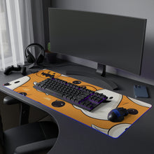 DistinctInk LED Gaming Mouse Pad with Ghoulish Bats and Pumpkins Design for Halloween