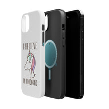 DistinctInk ToughCase for Apple iPhone, Compatible with MagSafe Charging - I Believe in Unicorns