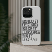 DistinctInk ToughCase for Apple iPhone, Compatible with MagSafe Charging - Build It Tune Race Break Fix Repeat