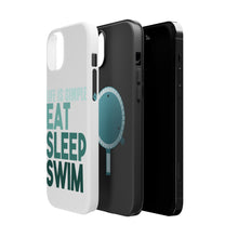 DistinctInk ToughCase for Apple iPhone, Compatible with MagSafe Charging - Life Is Simple Eat Sleep Swim