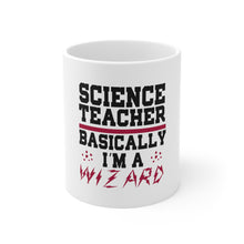 DistinctInk Glossy White Coffee / Tea Mug - Science Teacher Basically I'm a Wizard