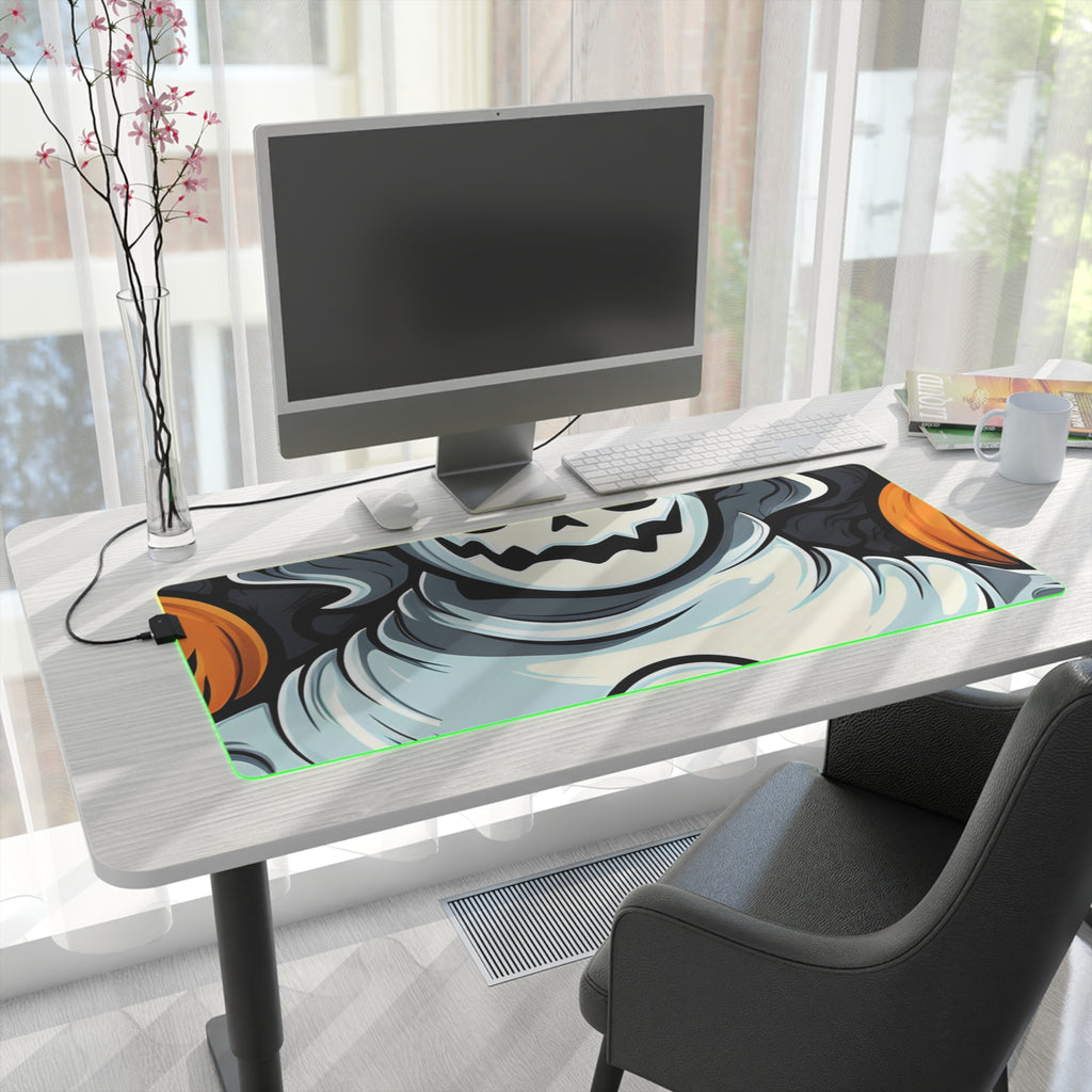 LED Gaming Mouse Pad with Spooky Skeletal Pumpkin Patch Design for Halloween, view 28