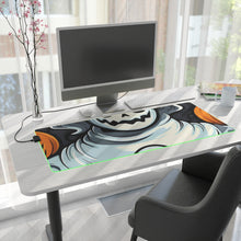 DistinctInk LED Gaming Mouse Pad with Spooky Skeletal Pumpkin Patch Design for Halloween