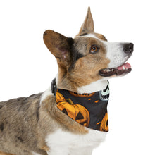 DistinctInk Adjustable Pet Banana Collar with Ghastly Skeleton Pumpkins Design for Halloween