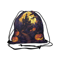 DistinctInk Drawstring Bag / Backpack with Ghostly Ghouls in the Graveyard Design for Halloween