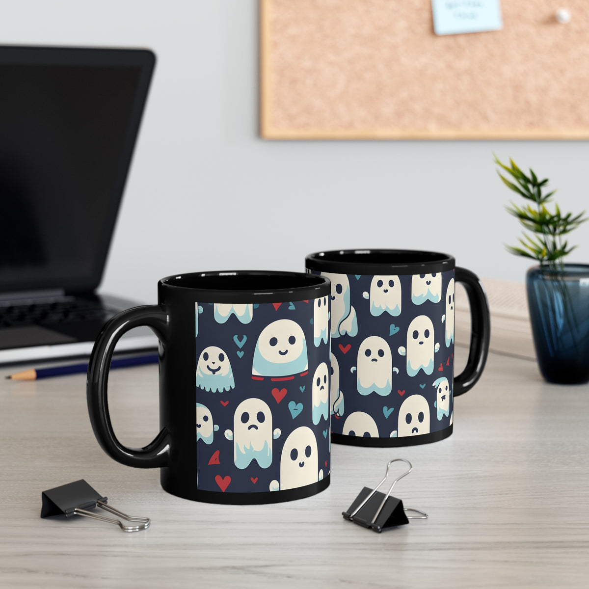 Black Coffee Mug - Skelephants and Ghostly Ghouls for Halloween, view 5