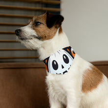 DistinctInk Adjustable Pet Banana Collar with Ghost Skeleton Cartoon Pumpkin Design for Halloween