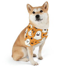 DistinctInk Adjustable Pet Banana Collar with Ghoulish Bats and Pumpkins Design for Halloween