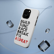 DistinctInk ToughCase for Apple iPhone, Compatible with MagSafe Charging - Build Tune Race Break Fix Repeat