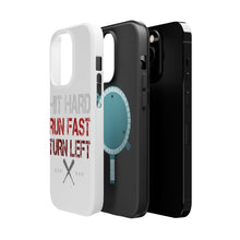DistinctInk ToughCase for Apple iPhone, Compatible with MagSafe Charging - Hit Hard Run Fast Turn Left Baseball
