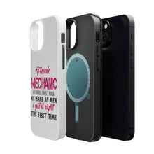DistinctInk ToughCase for Apple iPhone, Compatible with MagSafe Charging - Female Mechanic Get It Right the First Time