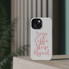 DistinctInk ToughCase for Apple iPhone, Compatible with MagSafe Charging - Yoga Coffee Sleep Repeat