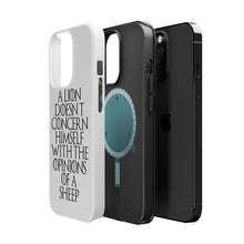 DistinctInk ToughCase for Apple iPhone, Compatible with MagSafe Charging - Lion Doesn't Concern With Opinions Sheep