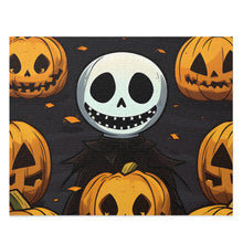 DistinctInk Jigsaw Puzzle with Ghastly Skeleton Pumpkins Design for Halloween