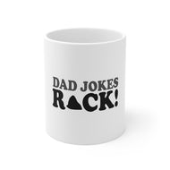 DistinctInk Glossy White Coffee / Tea Mug - Dad Jokes Rock