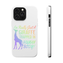 DistinctInk ToughCase for Apple iPhone, Compatible with MagSafe Charging - Just a Giraffe Trapped in a Human Body