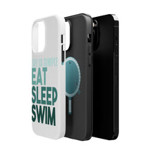 DistinctInk ToughCase for Apple iPhone, Compatible with MagSafe Charging - Life Is Simple Eat Sleep Swim