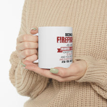 DistinctInk Glossy White Coffee / Tea Mug - Being a Firefighter is Like Riding A Bike On Fire