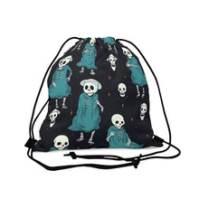 DistinctInk Drawstring Bag / Backpack with Haunted Skeleton Crew Design for Halloween