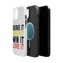 DistinctInk ToughCase for Apple iPhone, Compatible with MagSafe Charging - Serve It Smash It Win It Love It Tennis