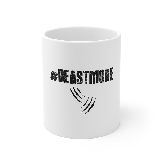 DistinctInk Glossy White Coffee / Tea Mug - #Beastmode Beast Mode