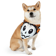 DistinctInk Adjustable Pet Banana Collar with Ghost Skeleton Cartoon Pumpkin Design for Halloween