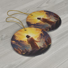 DistinctInk Hanging Ceramic Christmas Tree Ornament Charm with Gold String - Great Gift/Present - 2 3/4 inch Diameter - Luke 2:14 - Glory to God in the Highest Heaven