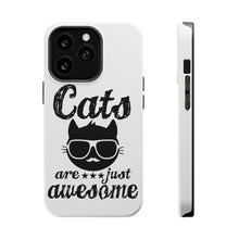 DistinctInk ToughCase for Apple iPhone, Compatible with MagSafe Charging - Cats Are Just Awesome