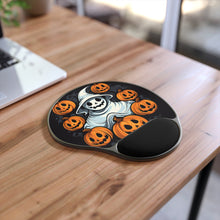 DistinctInk Mouse Pad with Wrist Rest  with Spooky Skeletal Pumpkin Patch Design for Halloween