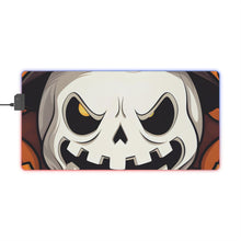 DistinctInk LED Gaming Mouse Pad with Spooky Skeleton Pumpkin Patch Design for Halloween