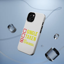 DistinctInk ToughCase for Apple iPhone, Compatible with MagSafe Charging - Single Taken Busy Playing Baseball