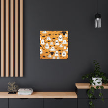 DistinctInk Canvas Wall Art with Ghoulish Bats and Pumpkins for Halloween
