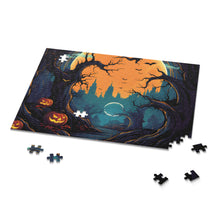 DistinctInk Jigsaw Puzzle with Haunted Evening Nightmare Design for Halloween