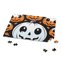 DistinctInk Jigsaw Puzzle with Ghost Skeleton Cartoon Pumpkin Design for Halloween