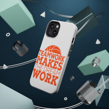DistinctInk ToughCase for Apple iPhone, Compatible with MagSafe Charging - Teamwork Makes the Dream Work Basketball